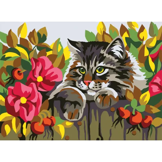 Printed Canvas 22x30 Cat behind a fence CDA6282