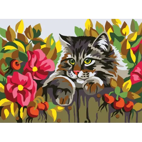 Printed Canvas 22x30 Cat behind a fence CDA6282