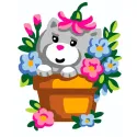 Printed Canvas 14x18 Kitten in Flowerpot CDA3333