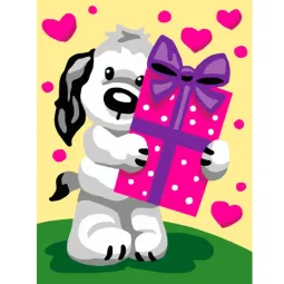 Bedruckte Leinwand 14x18 Welpe mit Geschenk CDA3327