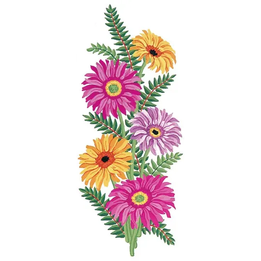 Toile Imprimée 21x49 Marguerites Roses et Jaunes CDA8022