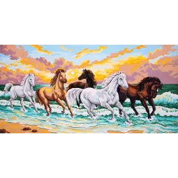 Toile imprimée 50x100 Au galop dans les vagues CDA13979