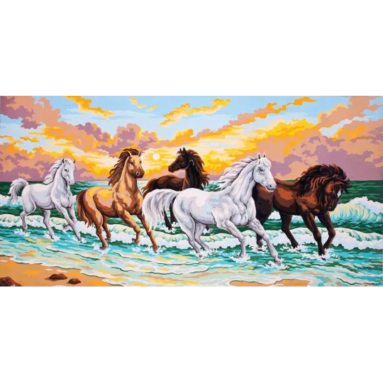 Toile imprimée 50x100 Au galop dans les vagues CDA13979
