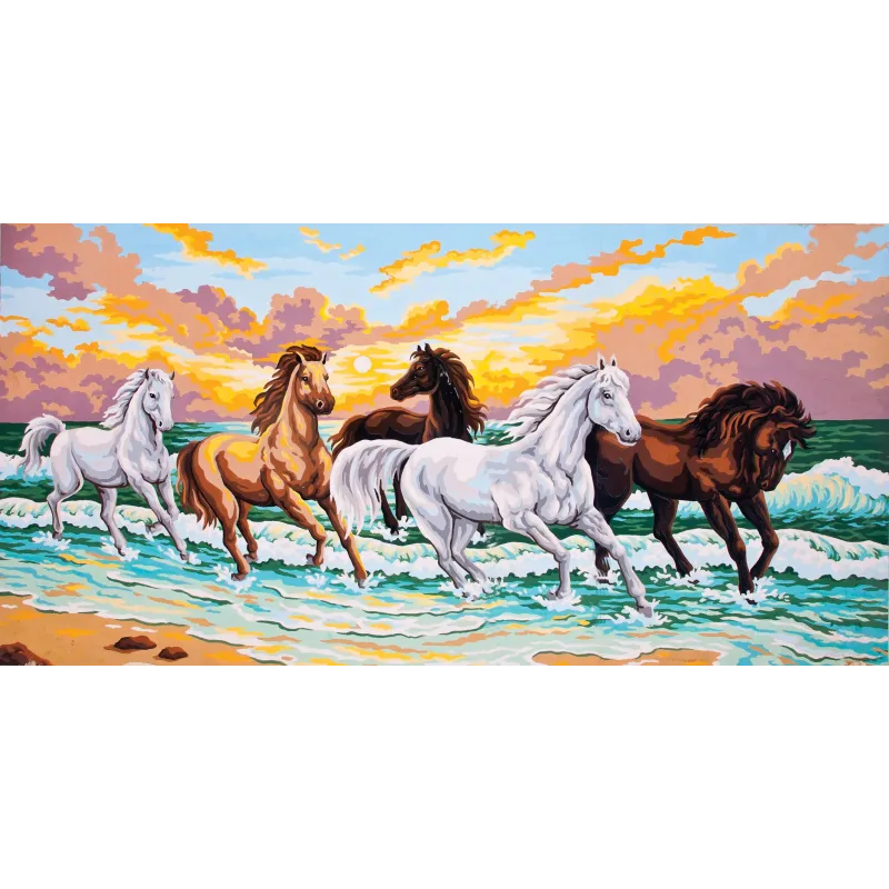 Toile imprimée 50x100 Au galop dans les vagues CDA13979