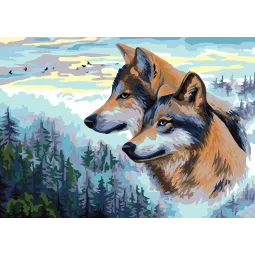 Bedruckte Leinwand 50x70 Wolf Paar CDA12999
