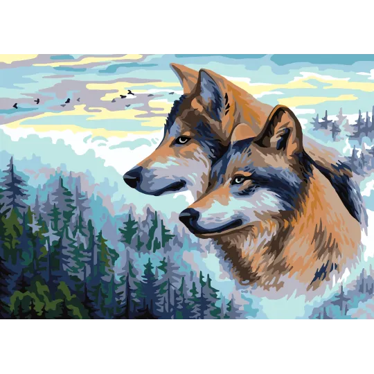 Bedruckte Leinwand 50x70 Wolf Paar CDA12999