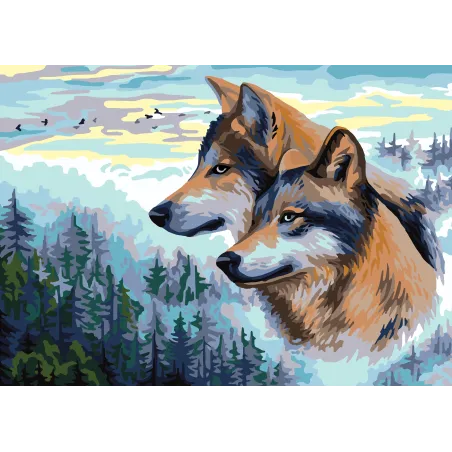 Bedruckte Leinwand 50x70 Wolf Paar CDA12999
