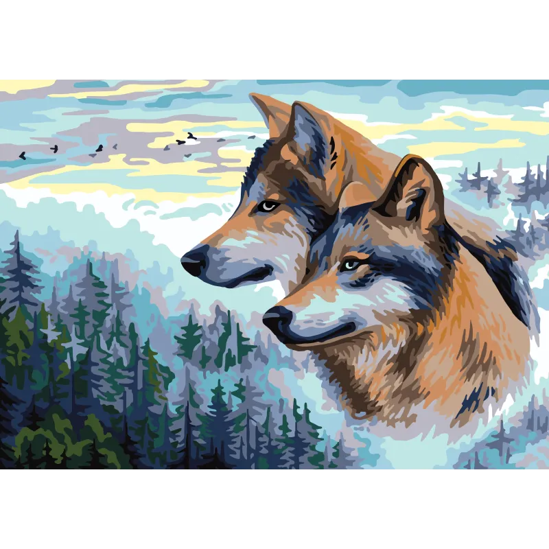 Toile imprimée 50x70 Couple de loups CDA12999