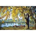 Печатный холст 40x60 Осень у озера CDA12978