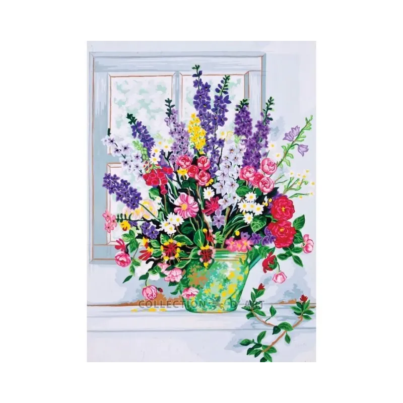 Printed Canvas 50x70 Garden Flowers in Green Jug CDA12964