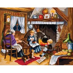 Atspausdinta drobė 50x40 Buitiniai darbai prie židinio CDA11552