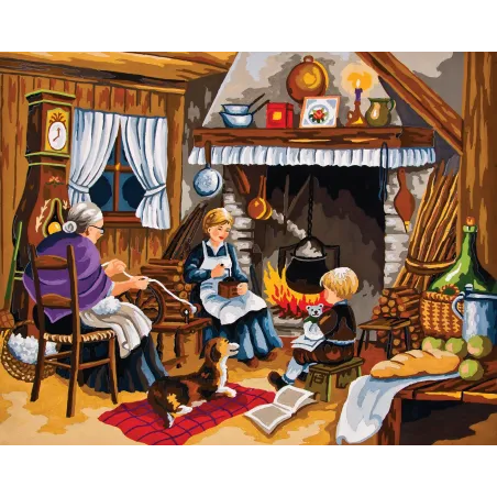 Bedruckte Leinwand 50x40 Hausarbeiten am Kamin CDA11552