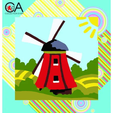 Tapestry Kit with printed canvas 19x19 Windmill CDA4018K