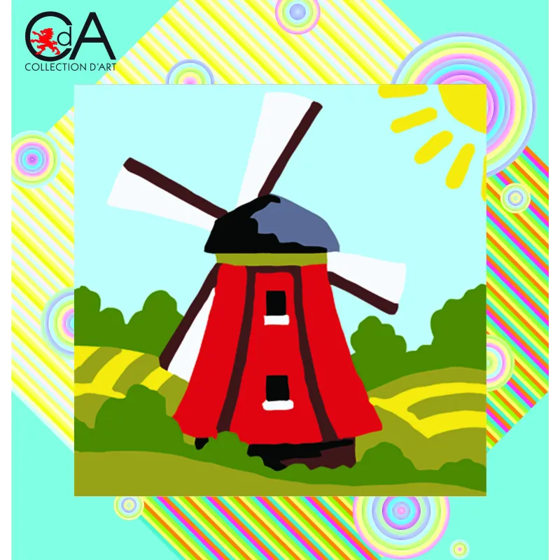 Tapestry Kit with printed canvas 19x19 Windmill CDA4018K