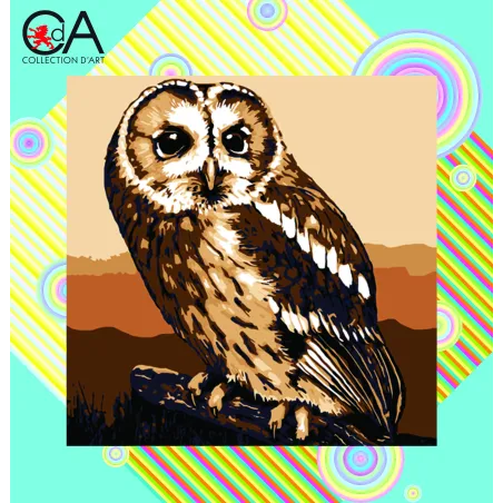 Tapestry Kit with printed canvas 19x19 Brown Owl CDA4006K