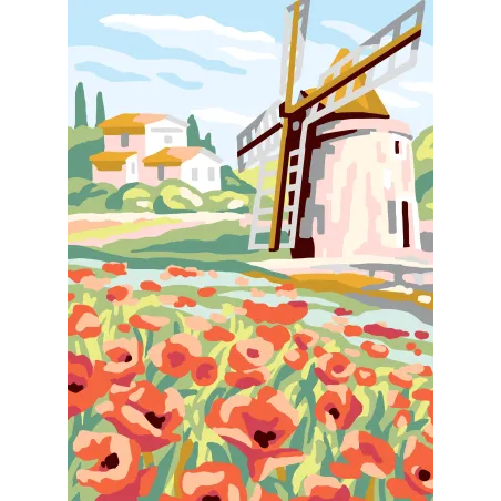 Printed Canvas 22x30 Windmill and poppies CDA6310