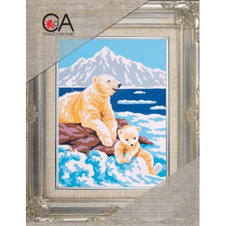Tapestry Kit with printed canvas 14x18 White bears CDA3152K