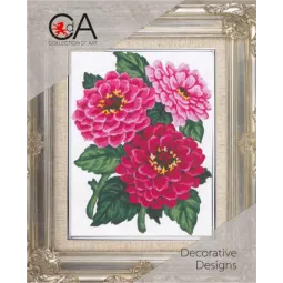 Gobelin-Set mit bedruckter Leinwand 14x18 Zinnien CDA3046K