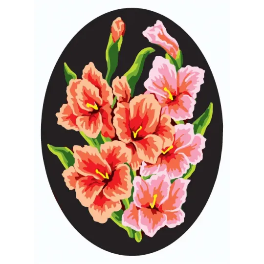 Printed Canvas 18x24 Gladioli, Oval CDA7019