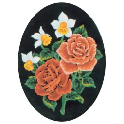 Printed Canvas 18x24 Daffodils and Roses, Oval CDA7016