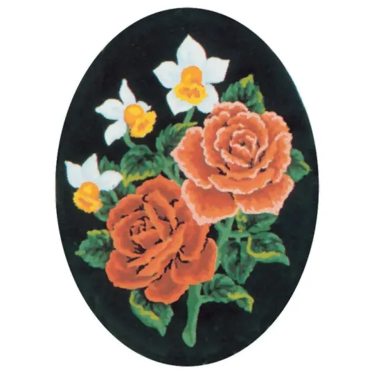 Printed Canvas 18x24 Daffodils and Roses, Oval CDA7016
