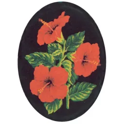 Printed Canvas 18x24 Hibiscus, Oval CDA7011
