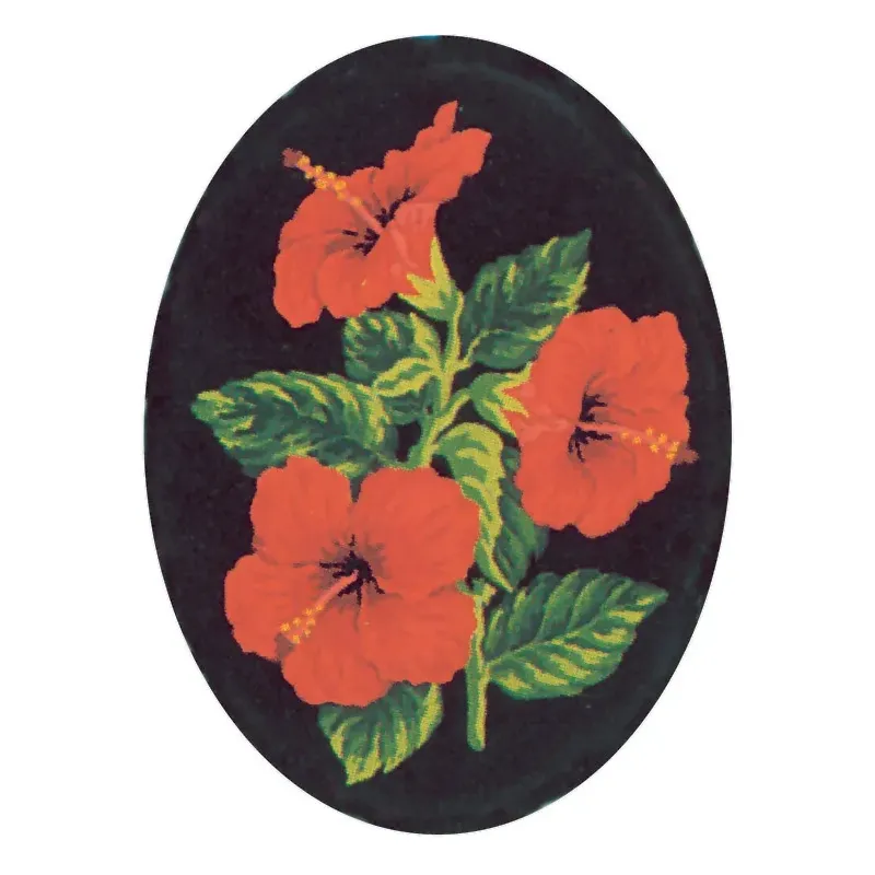Toile imprimée 18x24 Hibiscus, ovale CDA7011