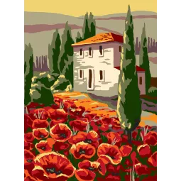 Printed Canvas 22x30 House and poppies CDA6300