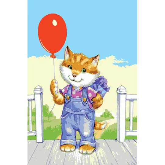 Printed Canvas 22x30 Kitten with Red Balloon CDA6272