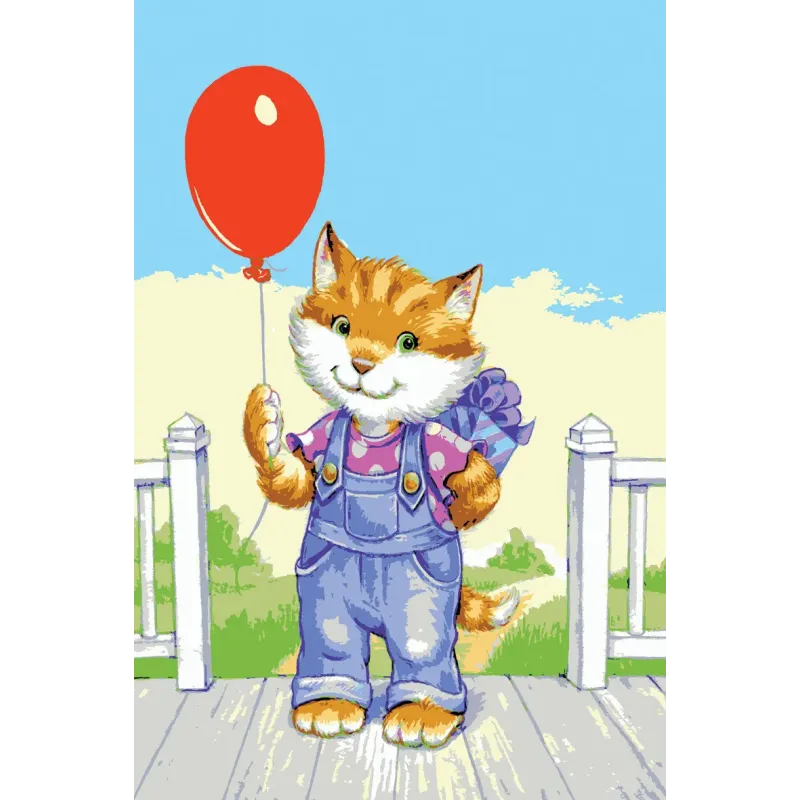 Printed Canvas 22x30 Kitten with Red Balloon CDA6272