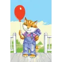 Printed Canvas 22x30 Kitten with Red Balloon CDA6272