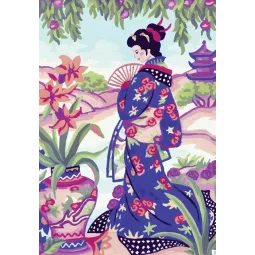Bedruckte Leinwand 22x30 Geisha in Lila CDA6216
