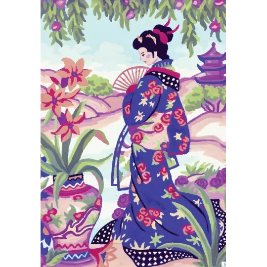 Bedruckte Leinwand 22x30 Geisha in Lila CDA6216