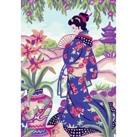 Toile imprimée 22x30 Geisha en violet CDA6216