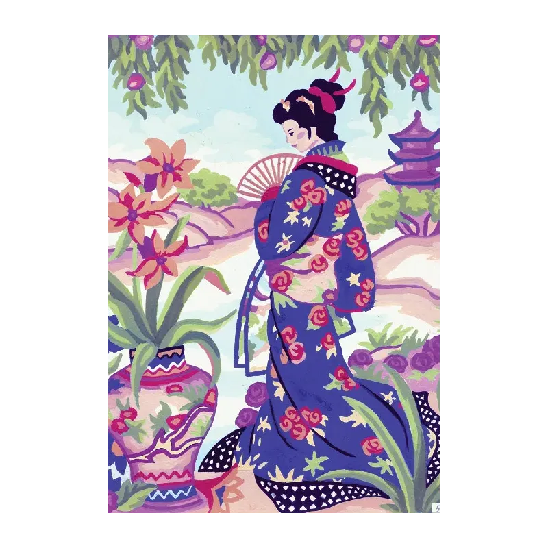 Printed Canvas 22x30 Geisha in Purple CDA6216