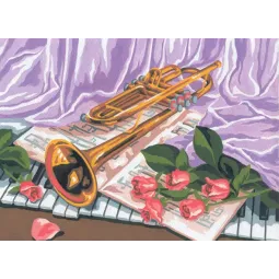 Printed Canvas 22x30 Trumpet, Still Life CDA6179