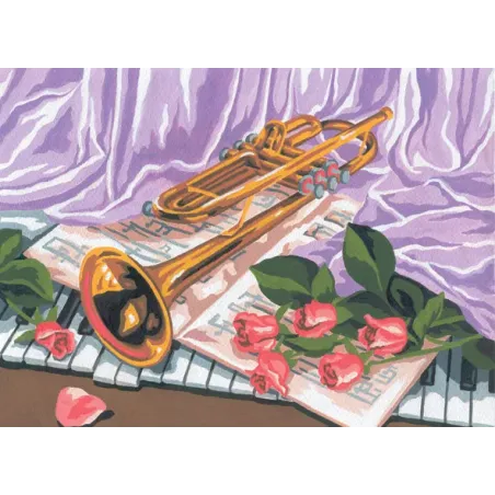 Printed Canvas 22x30 Trumpet, Still Life CDA6179