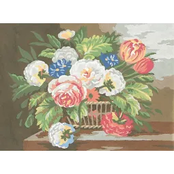 Printed Canvas 22x30 Basket of Flowers CDA6161