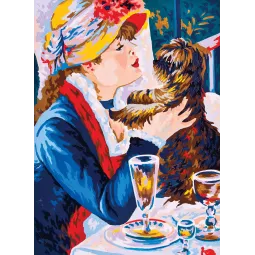 Toile imprimée 22x30 Dame avec chien CDA6051