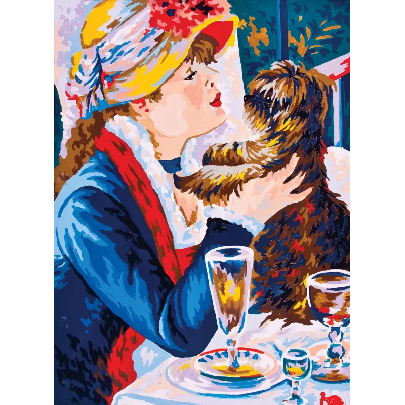 Toile imprimée 22x30 Dame avec chien CDA6051