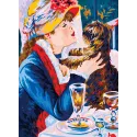 Toile imprimée 22x30 Dame avec chien CDA6051