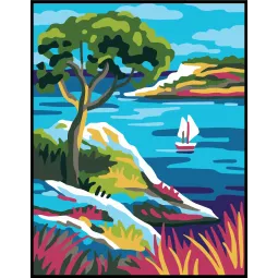 Spausdintas drobės audinys 14x18 Baltos burės CDA3375