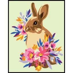 Toile imprimée 14x18 Lapin dans les fleurs CDA3353