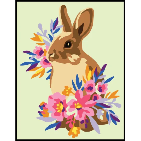 Printed Canvas 14x18 Rabbit in flowers CDA3353