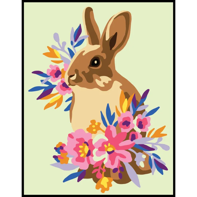 Toile imprimée 14x18 Lapin dans les fleurs CDA3353