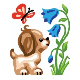 Atspausdinta drobė 14x18 Šuniukas su drugeliu CDA3329