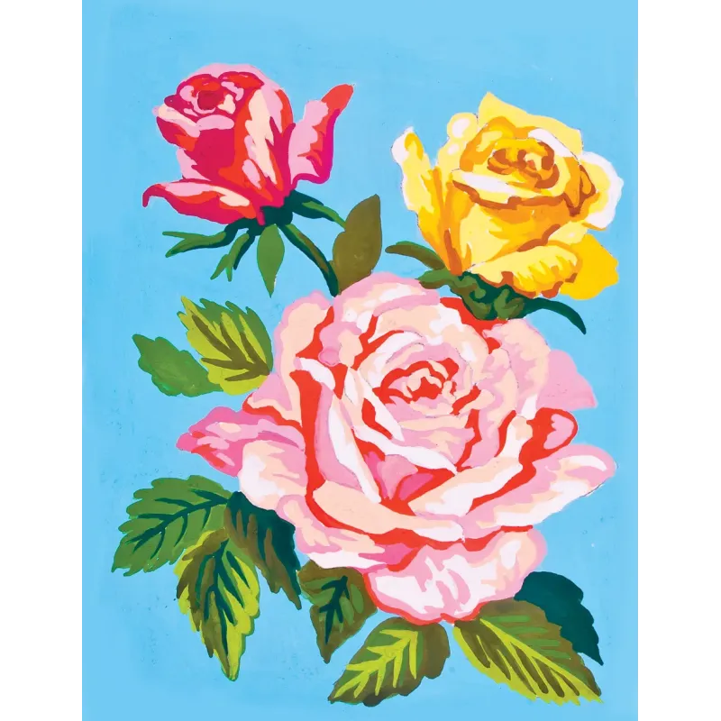 Toile imprimée 14x18 Roses roses et jaunes CDA3293