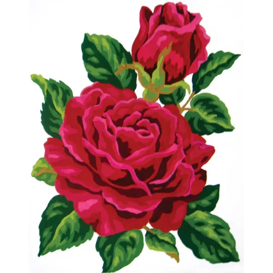 Printed Canvas 14x18 Red Rose and Rose Bud CDA3285
