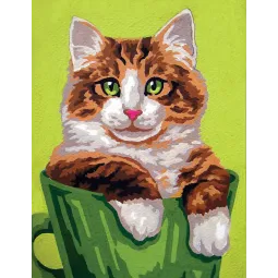 Toile Imprimée 14x18 Chat dans la tasse verte CDA3272