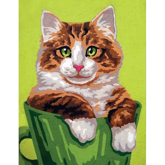 Printed Canvas 14x18 Cat in the green cup CDA3272